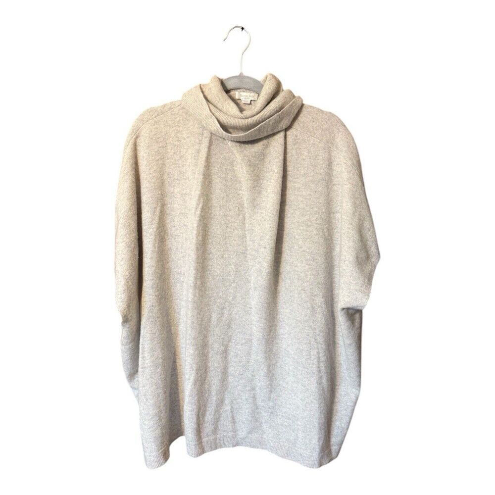 Garnet Hill Cashmere Poncho Turtleneck Sweater Gray Large